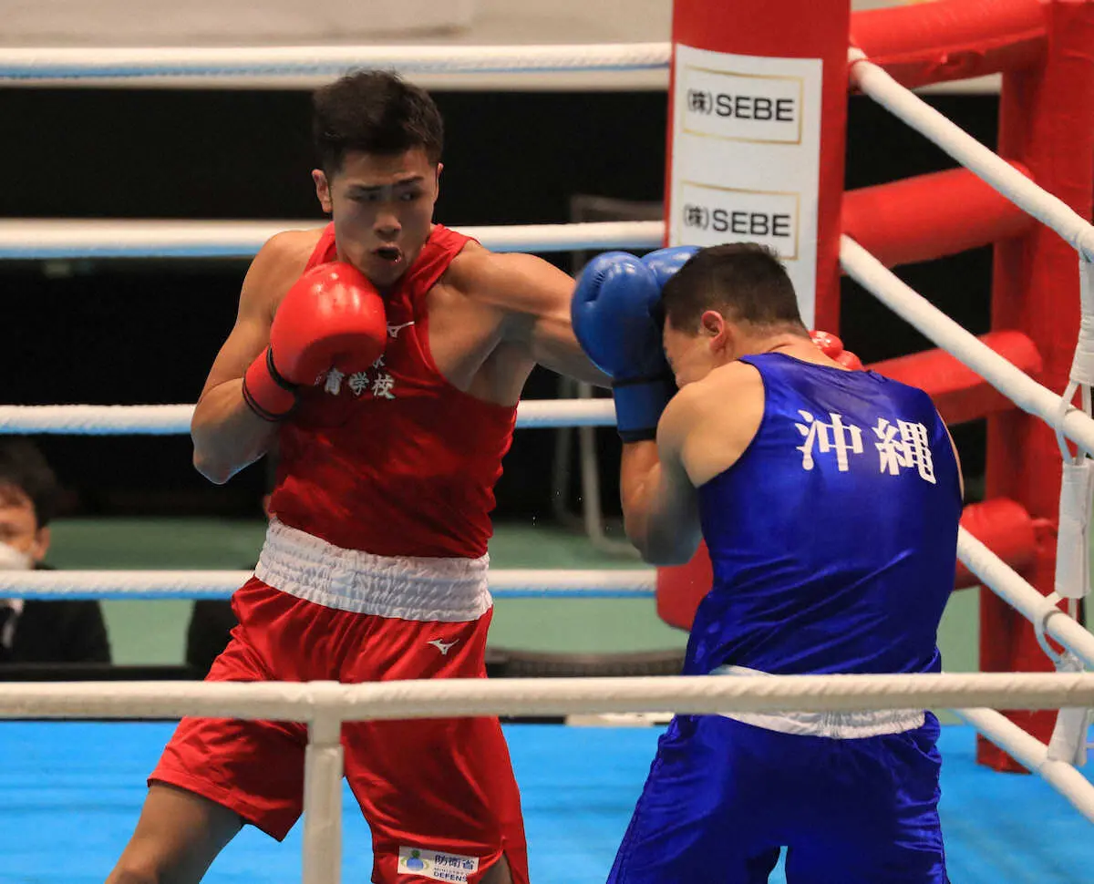 ＜全日本ボクシング選手権＞男子ライトヘビー級で優勝した森脇（左）（撮影・篠原岳夫）