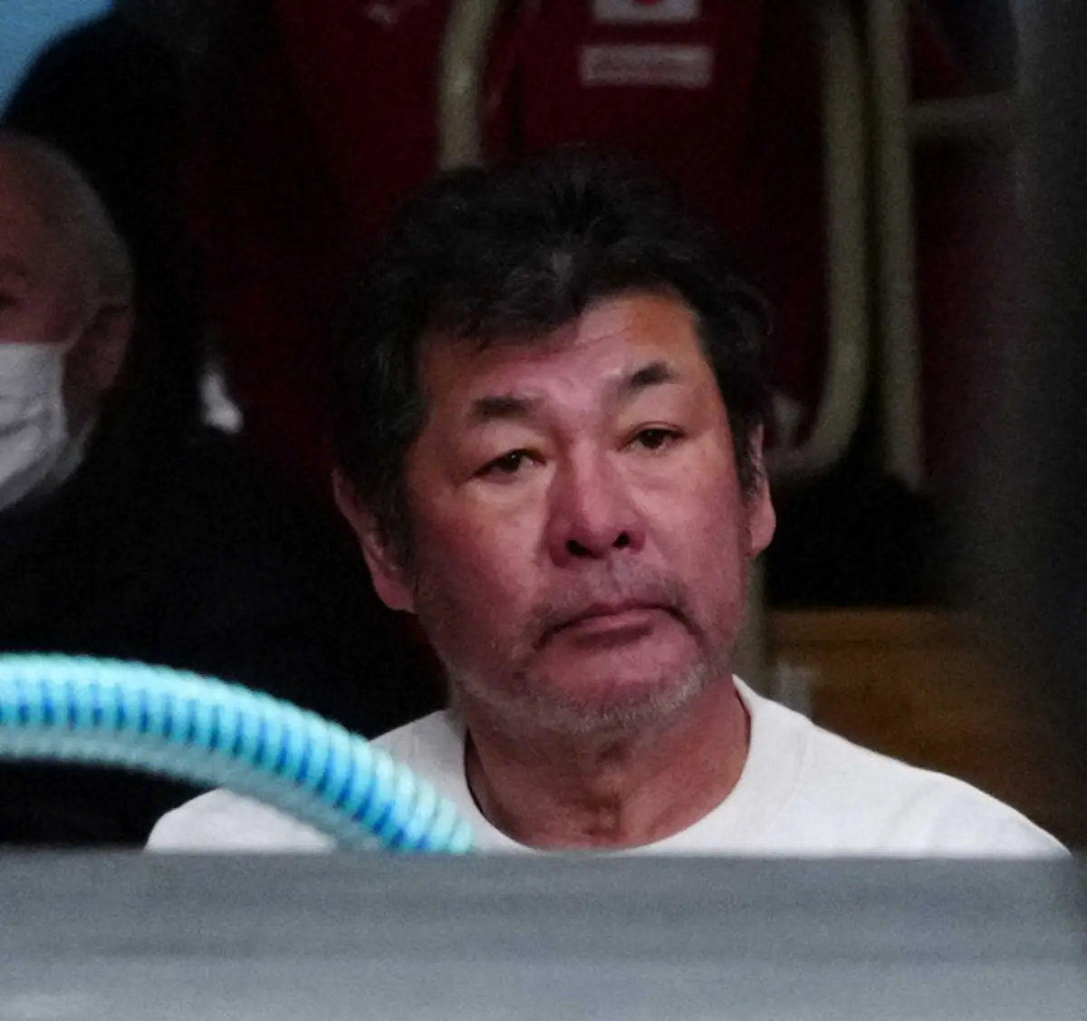＜全日本新人王決定戦＞観戦する赤井英和（撮影・島崎忠彦）