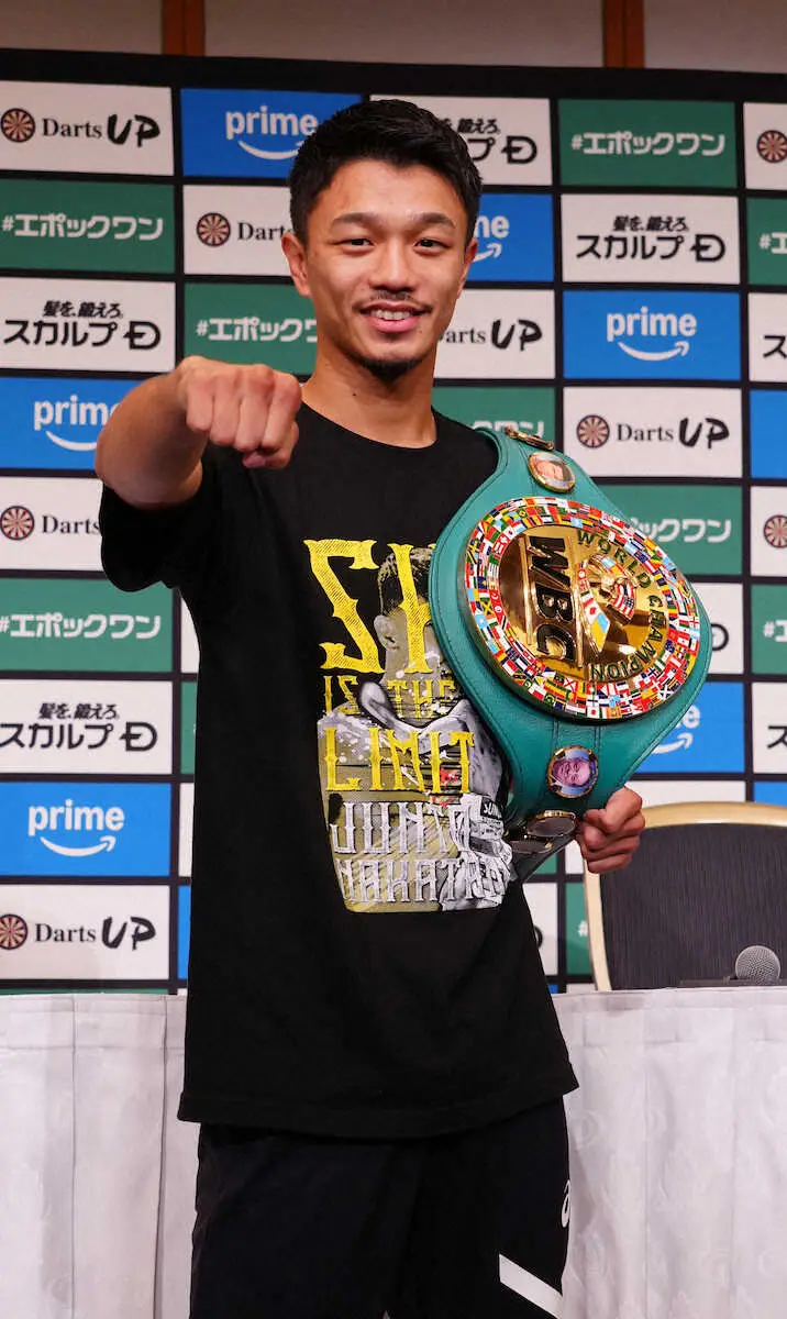 スパーリングで強烈なアッパーを放ったバンタム級世界王者。中谷潤人（撮影・郡司　修）