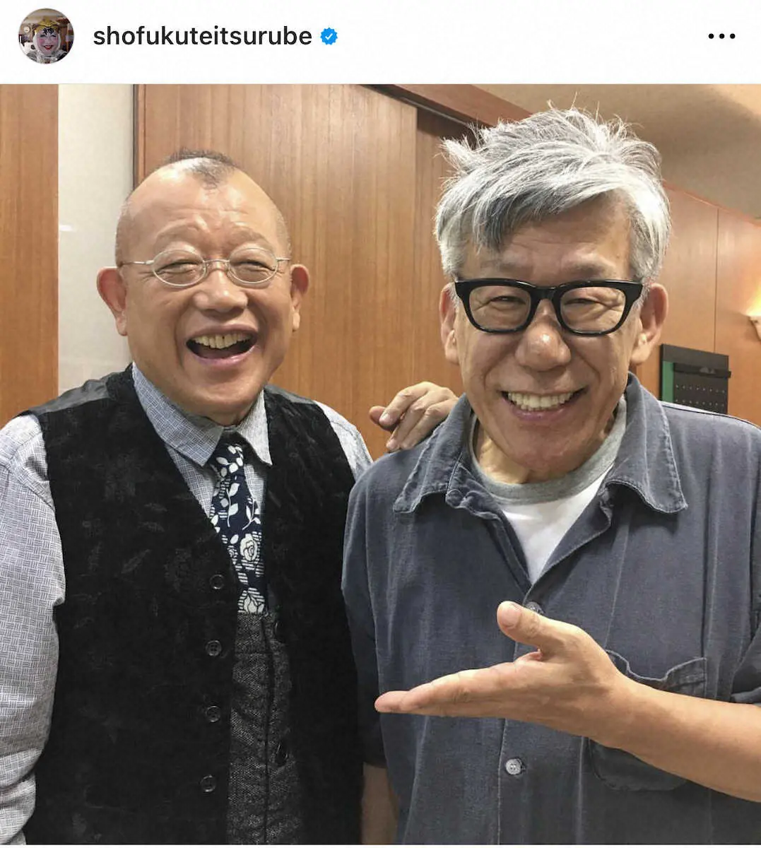 笑福亭鶴瓶（左）と笑福亭笑瓶さん（笑福亭鶴瓶のインスタグラムから）