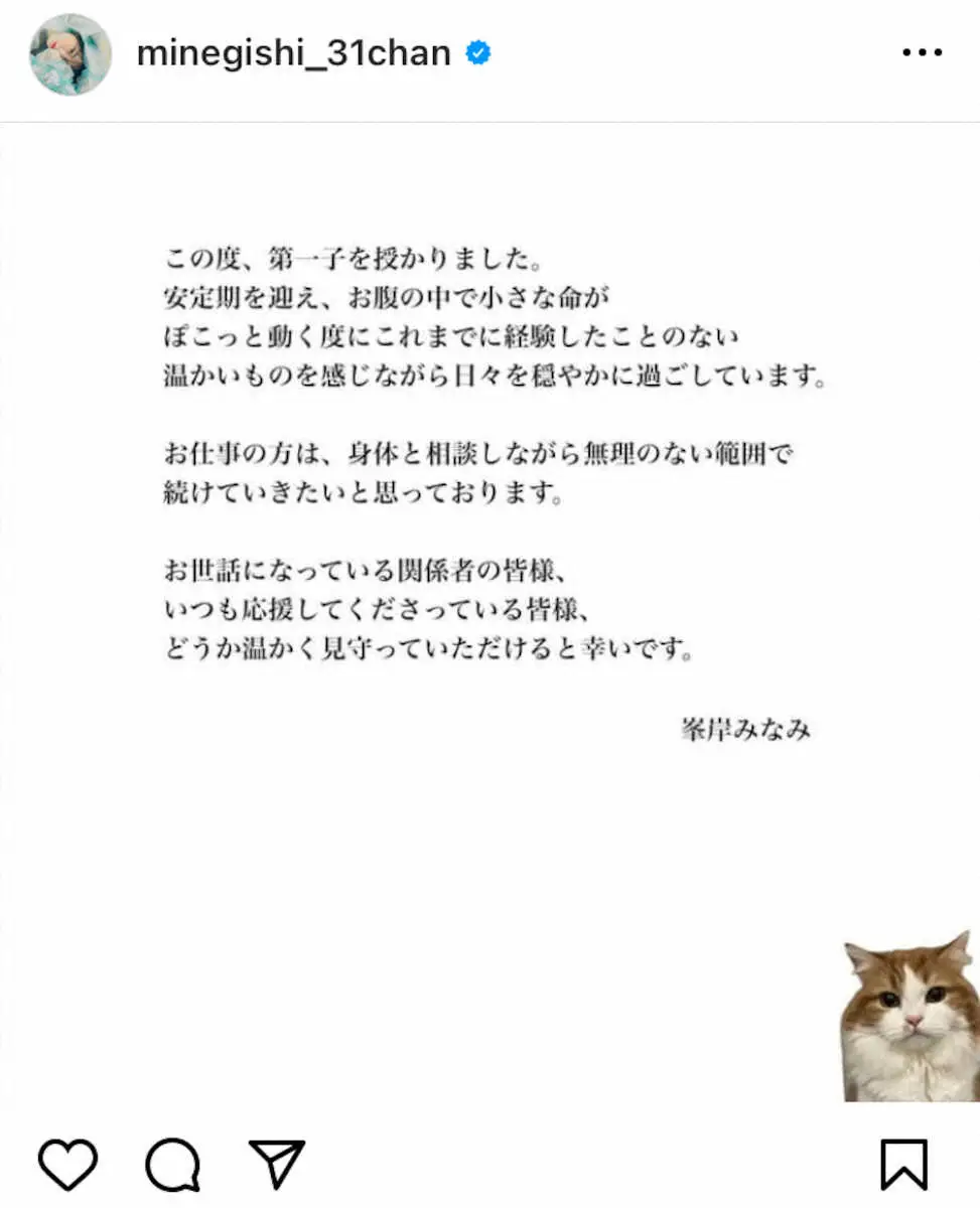 峯岸みなみのインスタグラム（@minegishi_31chan）から