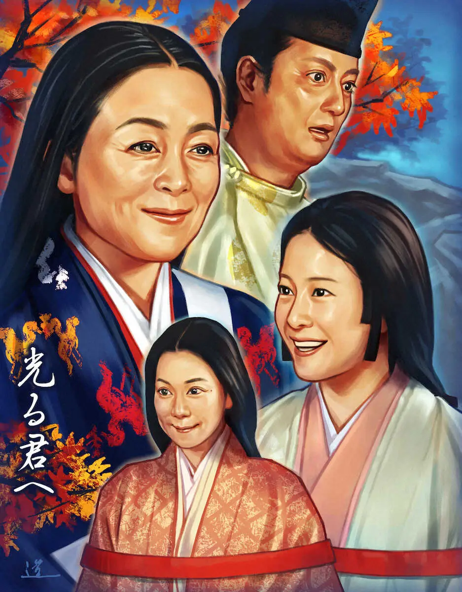 イラストレーターの石井道子氏が描いたNHK大河ドラマ「光る君へ」大河絵第15話　蜻蛉日記と源氏物語の“邂逅”の裏で…道綱“ゲスの極み”