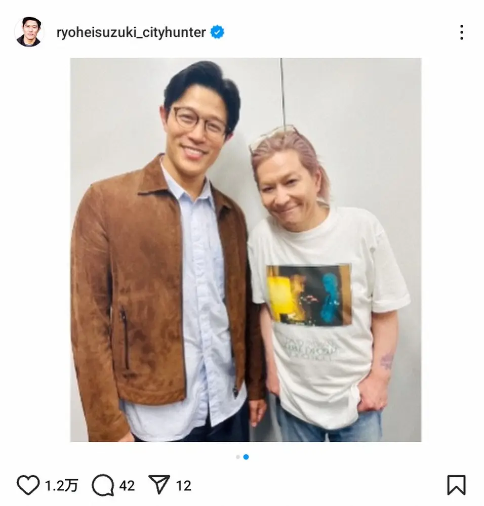 鈴木亮平のインスタグラム（@ryoheisuzuki_cityhunter）より　左から鈴木、「TM　NETWORK」小室哲哉