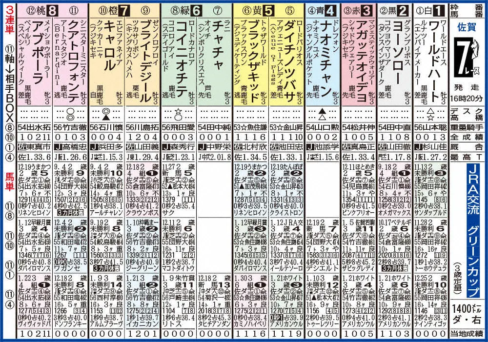 佐賀競馬7R出走表