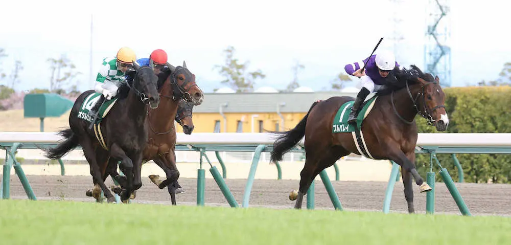 ＜中京11R・ファルコンS＞直線内から抜け出し勝利するプルパレイ（右）（撮影・亀井　直樹）