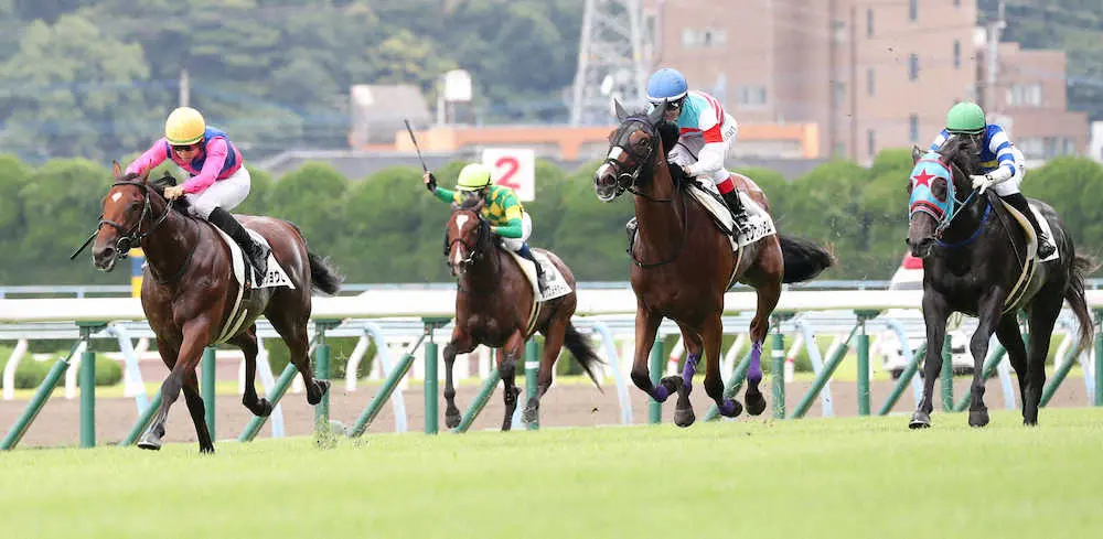＜小倉5R＞メイショウヒュウガ（左）が新馬勝ち（撮影・中村　達也）