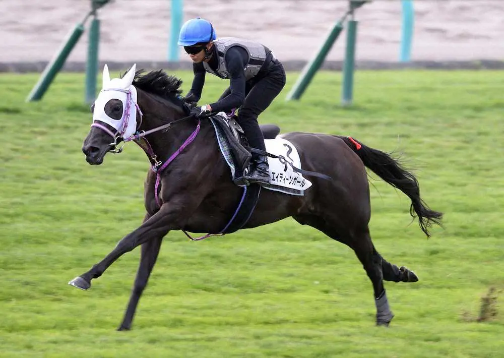 芝コースで追い切ったエイティーンガール