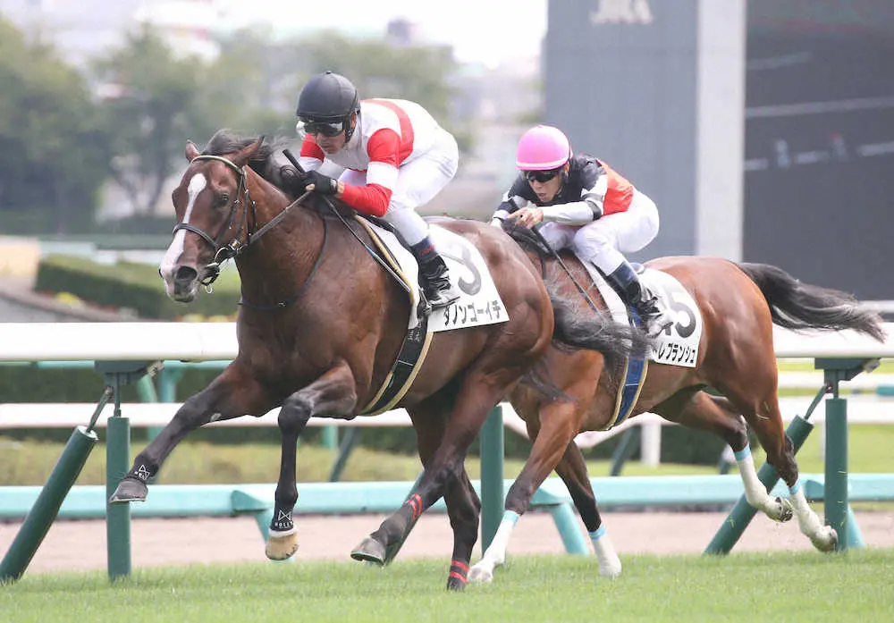 ＜中山5R＞新馬戦を制した戸崎騎乗のダノンゴーイチ（左手前）（撮影・西川祐介）
