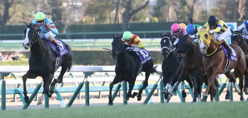 ＜有馬記念＞レースを制したイクイノックス、右は2着のボルフドグフーシュ（撮影・村上　大輔）