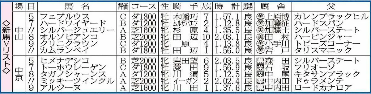 新馬Vリスト