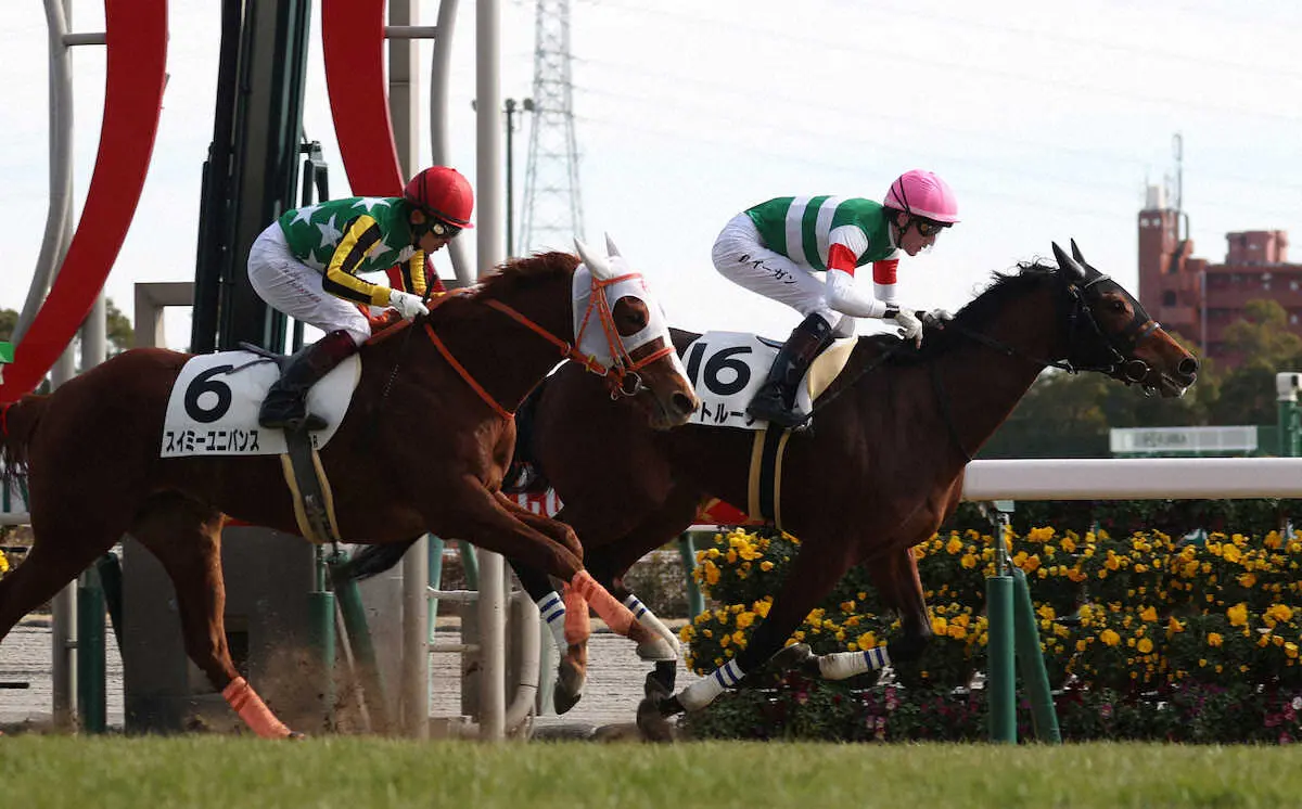 ＜中京6R＞新馬戦を快勝するハートループ（右）（撮影・平嶋　理子）