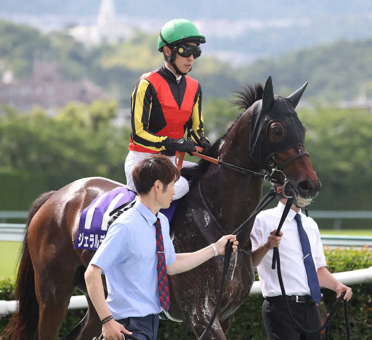 ＜宝塚記念＞返し馬に出る武豊騎手騎乗のジェラルディーナ　（撮影・亀井　直樹）
