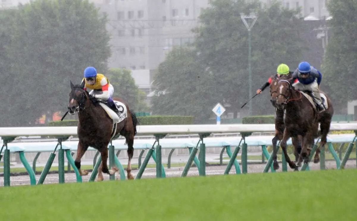＜札幌1R＞初勝利を挙げたレーヴジーニアル（左）（撮影・千葉　茂）
