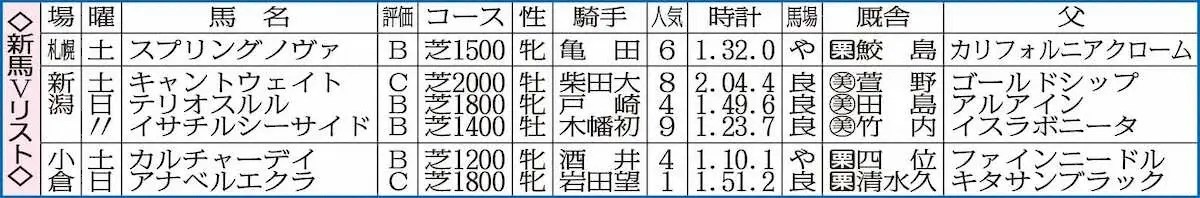 新馬Vリスト