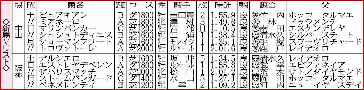 新馬Vリスト