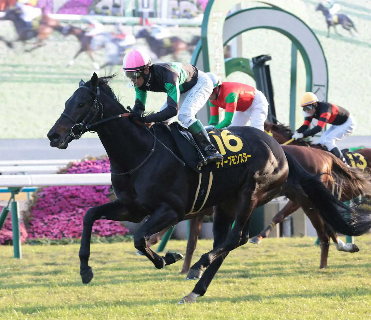 ＜アンドロメダS＞差し切りVを飾った1番人気のディープモンスター（撮影・坂田　高浩）