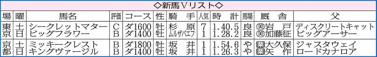 新馬Vリスト