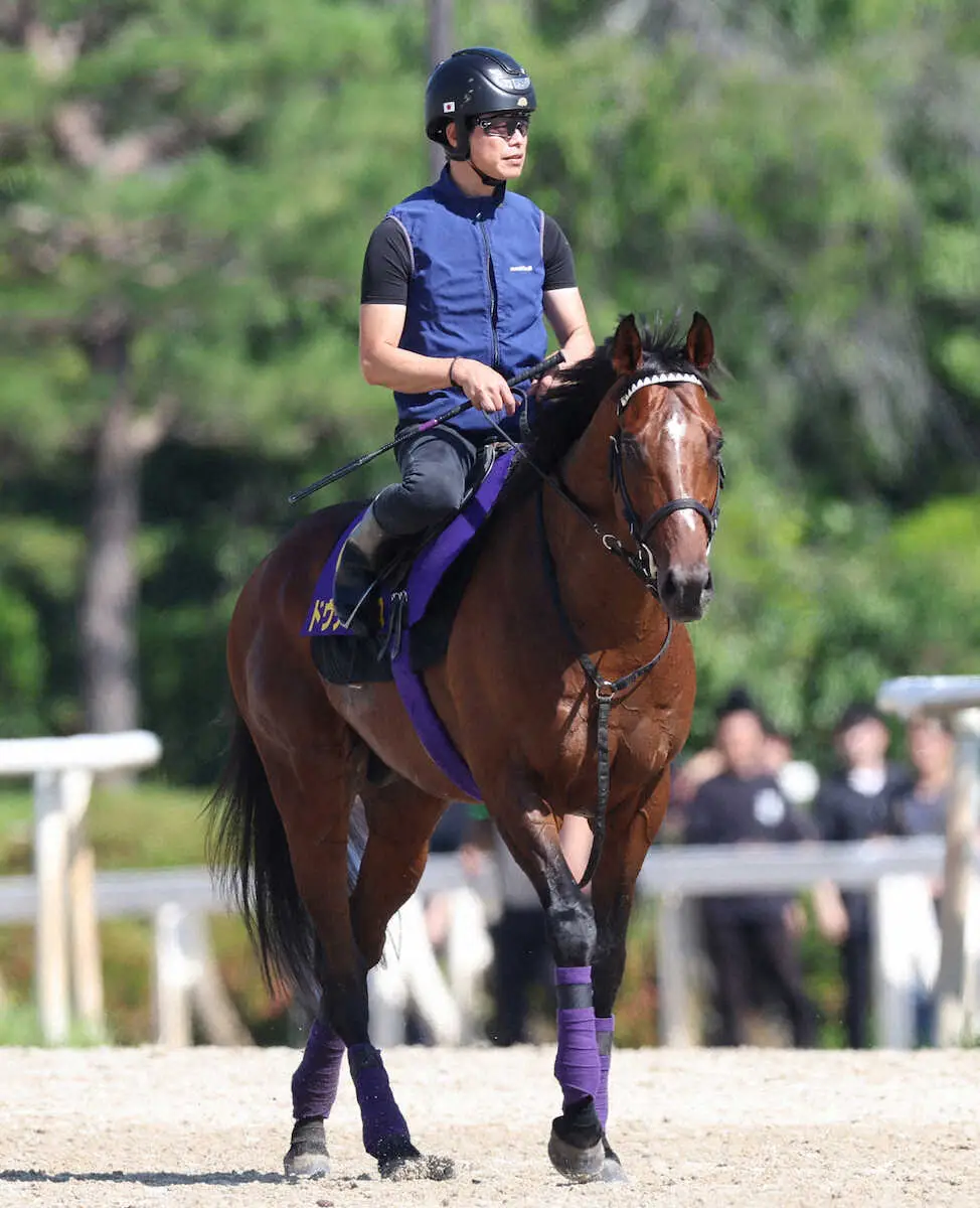 ＜宝塚記念・追い切り＞引き揚げるドウデュース（撮影・亀井　直樹）
