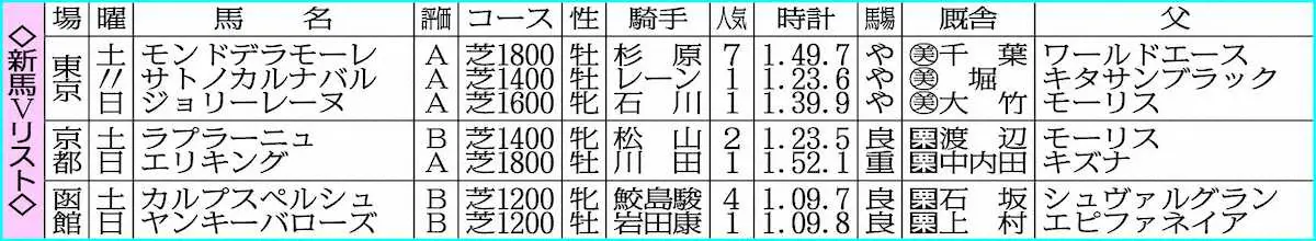 新馬Vリスト